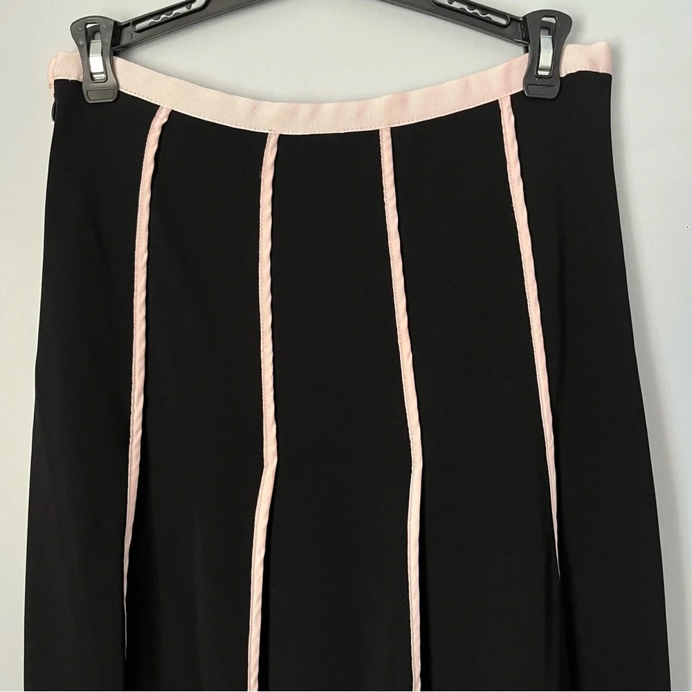 City DKNY Pleated Pale Pink Striped Knee Length Midi Skirt Size 4 2013 Exclusive